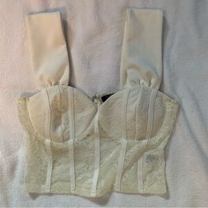 White lace crop top.